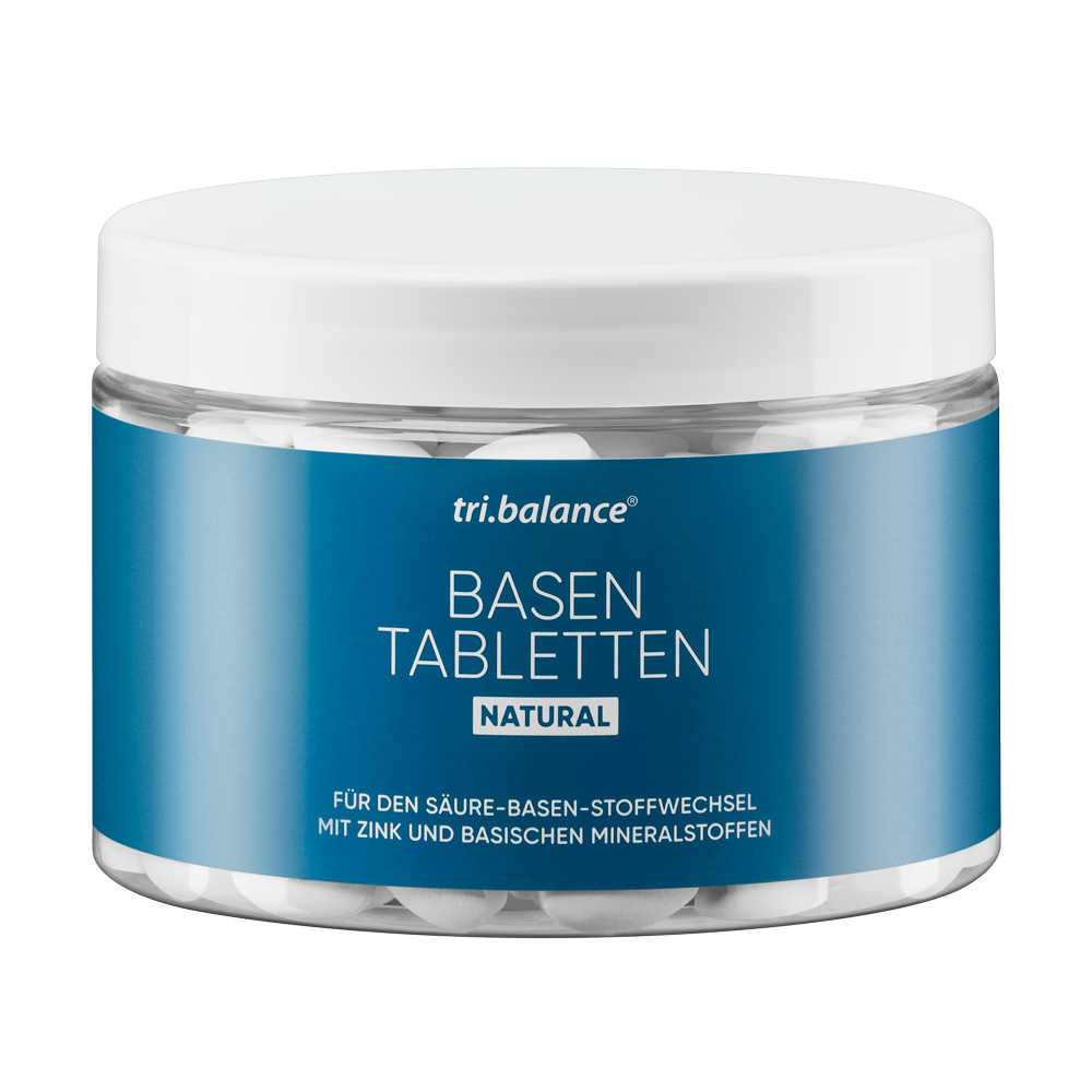 tri.balance Basentabletten NATURAL – geschmacksneutral & vegan tri.balance Basentabletten NATURAL – Produktabbildung